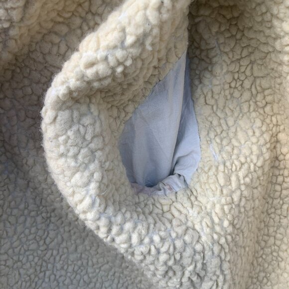 Vintage Acid-Wash Button-Down Coat - Jean Jacket - Denim Fleece Bomber, Men's 34 - Picture 4 of 8